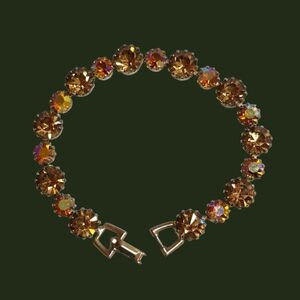 Weiss Vintage Topaz/Amber And AB Rhinestones Gold Tone Bracelet